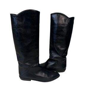 Vaneli Black Leather Western Pull On Knee High Boots Size 8.5
